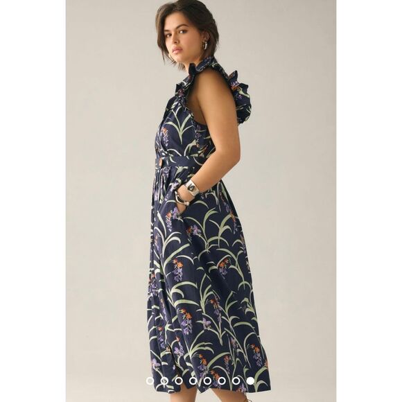 Anthropologie Ruffled Floral Shirt Dress Size 1X - Picture 3 of 10